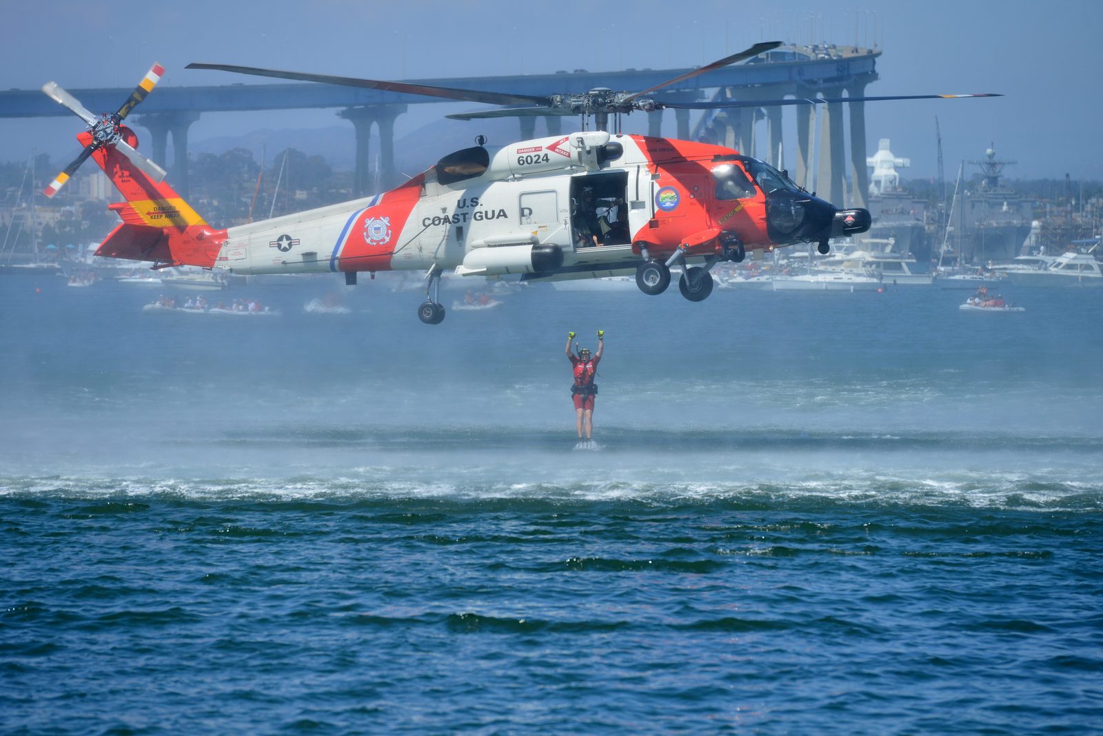Rescue swimmer tears through a cabin roof to free a sailor trapped off Coronado