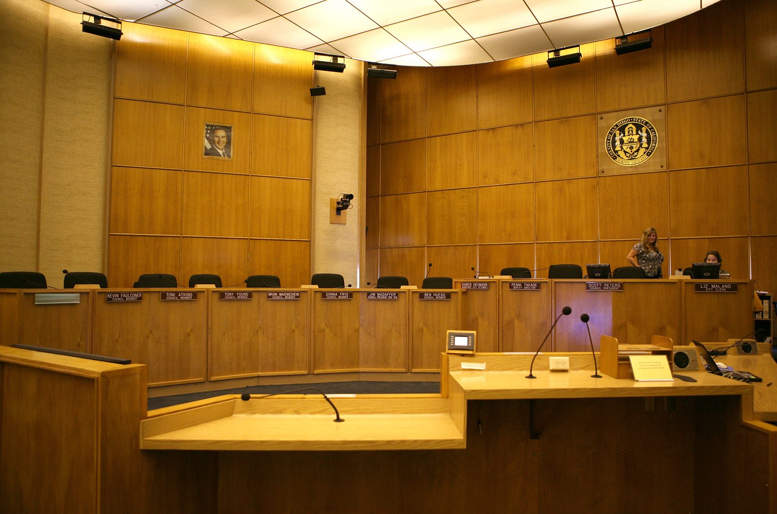 The San Diego City Council chambers. The fee increase cleared the Budget Committee and, according to the Chamber, heads to the full council for consideration.