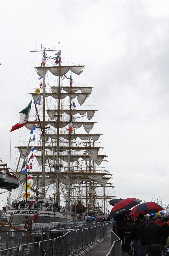 Visitors gather at the quay during a Cuauhtemoc port visit. In San Diego, boarding runs 10 a.m. to 8 p.m. with no reservation required.