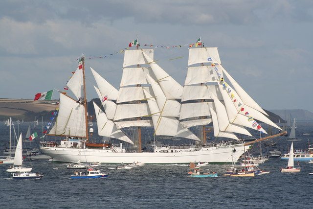 The Cuauhtemoc under full sail. She arrived in San Diego on Thursday after a Pacific training cruise that included a stop in San Francisco.