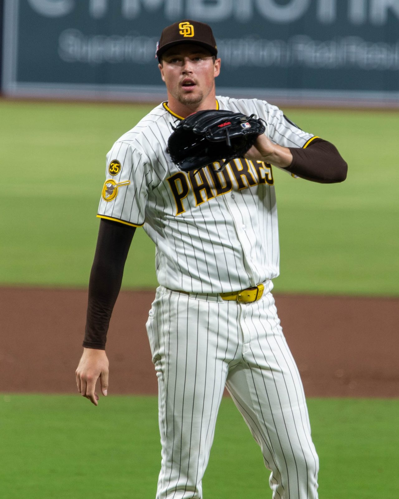Mason Miller in a Padres uniform in August. On Sunday he was asked to record a six-out save and instead walked the bases loaded in the ninth inning.