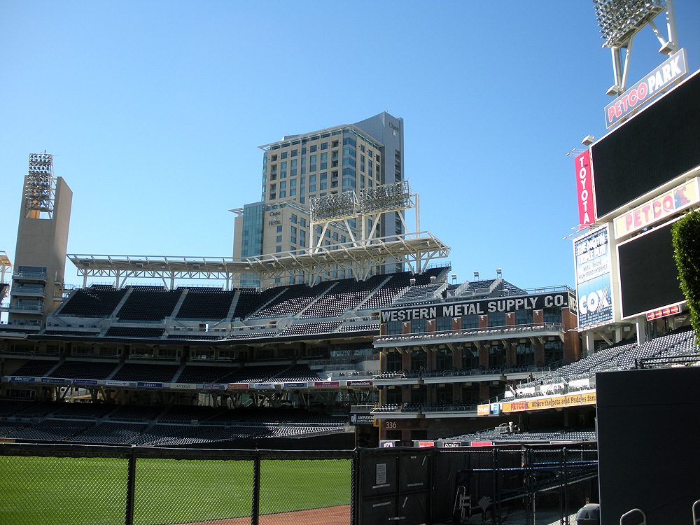 Petco Park from the outfield. Game 4 is Wednesday night at the park; the Padres will turn to right-hander Walker Buehler against a Brewers starter still to be named.