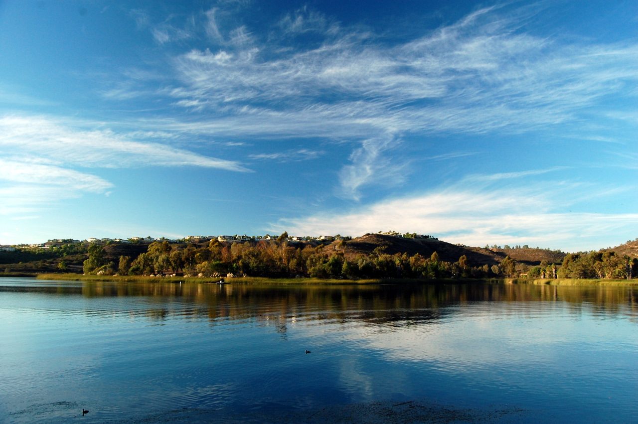 Miramar Reservoir from the shore. Phase 1's purified water will be re-treated at the Miramar Drinking Water Plant before reaching homes and businesses.