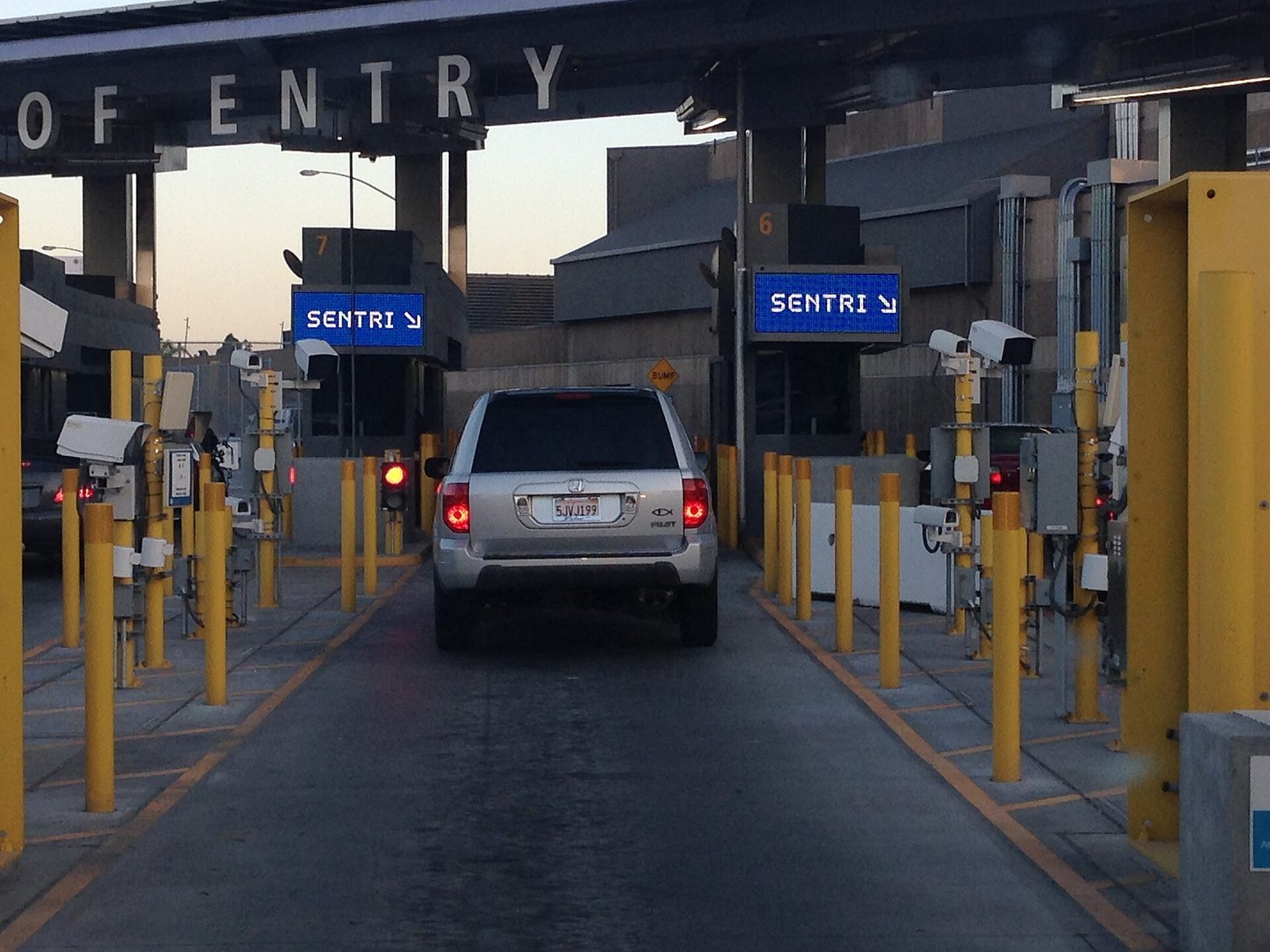 The SENTRI lanes at San Ysidro. The new designated motorcycle entrance is a separate facility aimed at two-wheeled crossers.