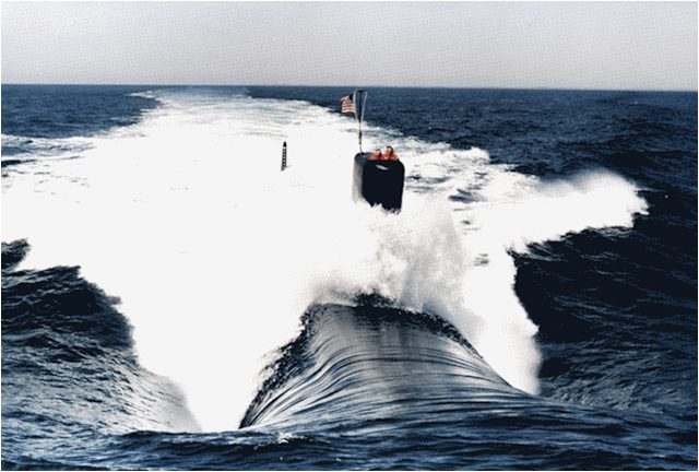 A Los Angeles-class fast-attack submarine on the surface. The Springfield, commissioned in 1993, is one of the class's later boats.