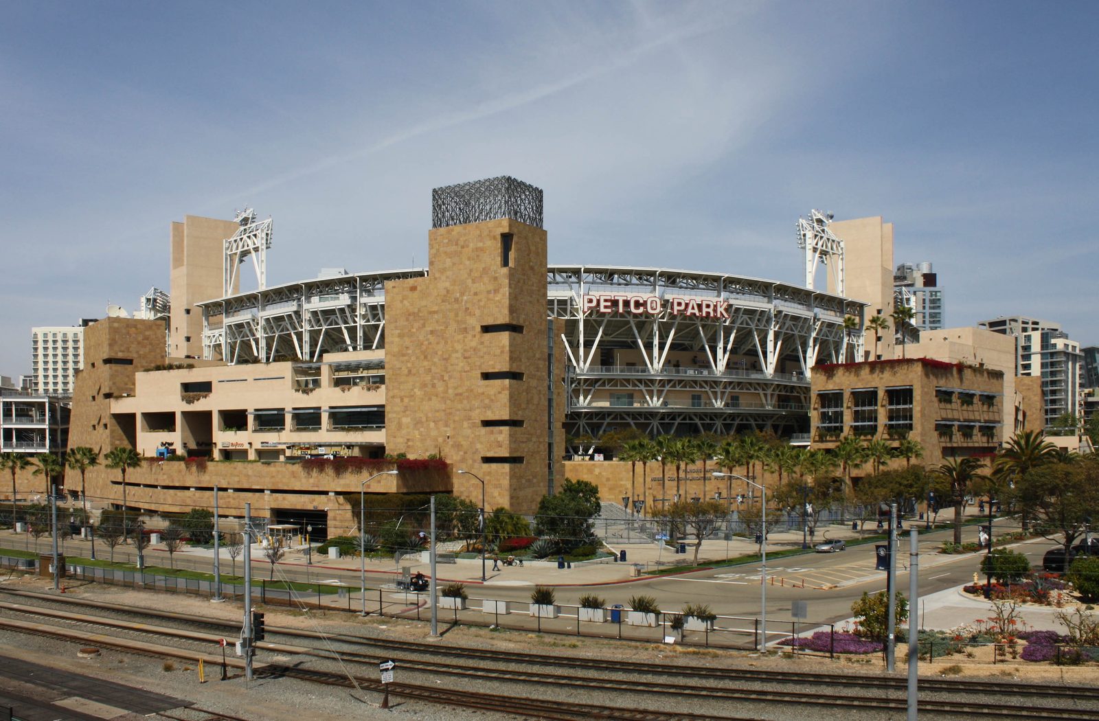 Petco Park in downtown San Diego, where a sellout crowd watched the Padres take Game 1 of the National League Wild Card Series from the Cubs, 8-0, on Tuesday night.